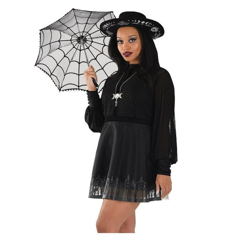 Sheer Witch Dress Womens Size L/XL Vampire Goth Halloween Costume in Black 467